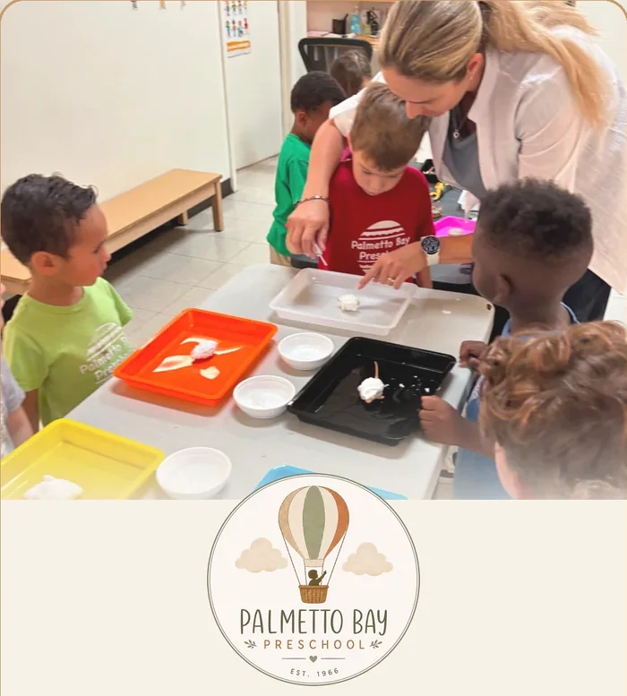 Toddlers doing a hands-on science activity with their teacher